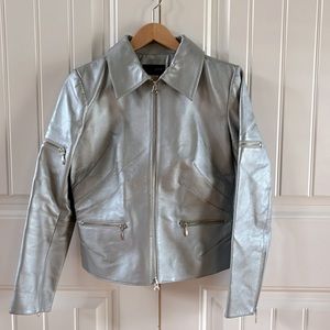 Metrostyle Leather Jacket Silver Women’s Size 4